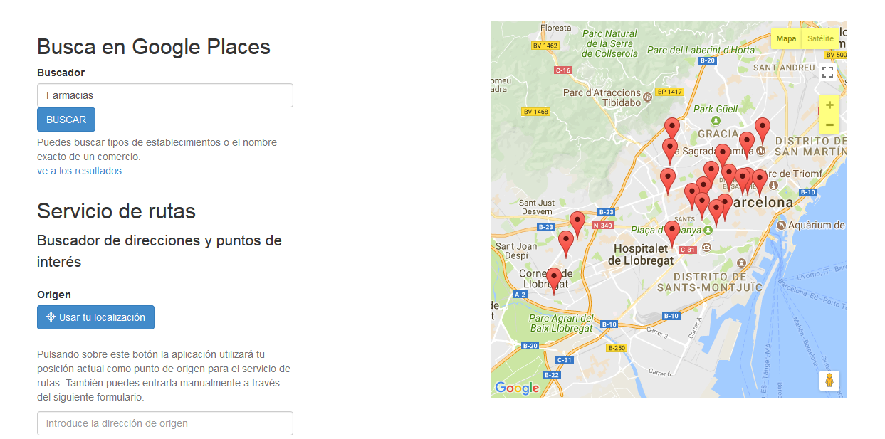 Interfaz de acceso a Google Maps accesible