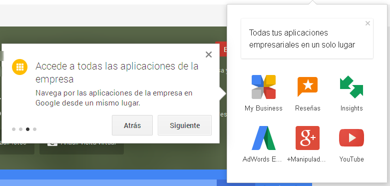 Acceso a otras aplicaciones de Google desde Google My Business