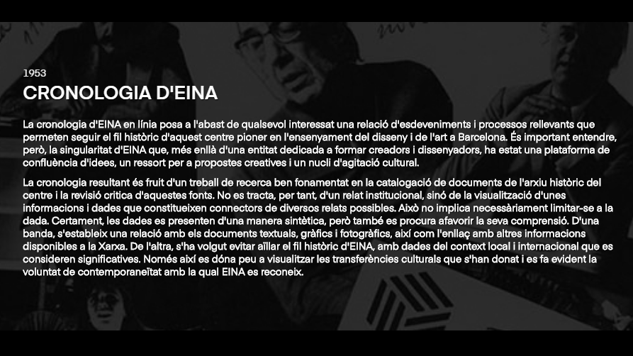 Portada de la Cronología Digital de EINA