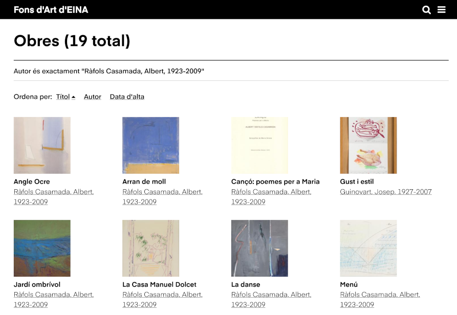 Fondo de arte de EINA página de resultados