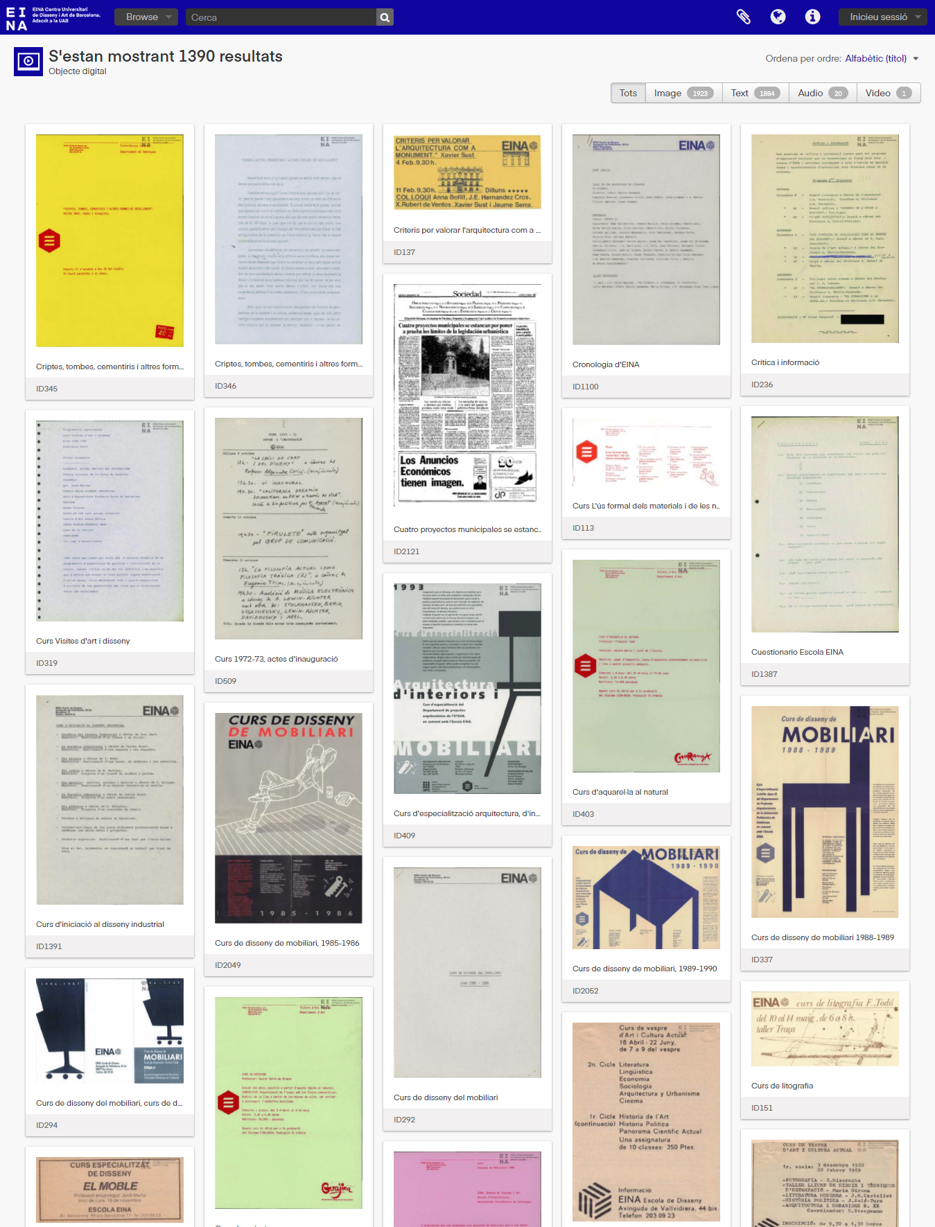 Fragmento de la web del Archivo Histórico de EINA