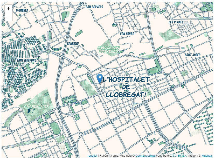 Mapa y marcador creado con Leaflet 
