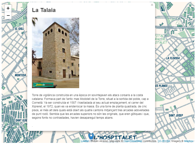 Popup creado con Leaflet