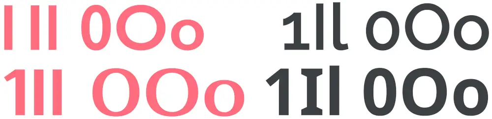 Comparación entre las fuentes Gill Sans y Prosto One (menos legible) y las fuentes Raleway y Noto Sans (más legible).